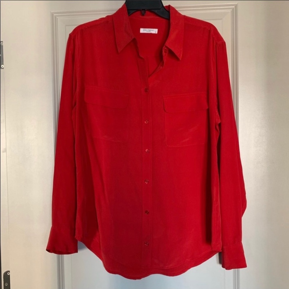 Equipment Red Slim Signature Silk Shirt